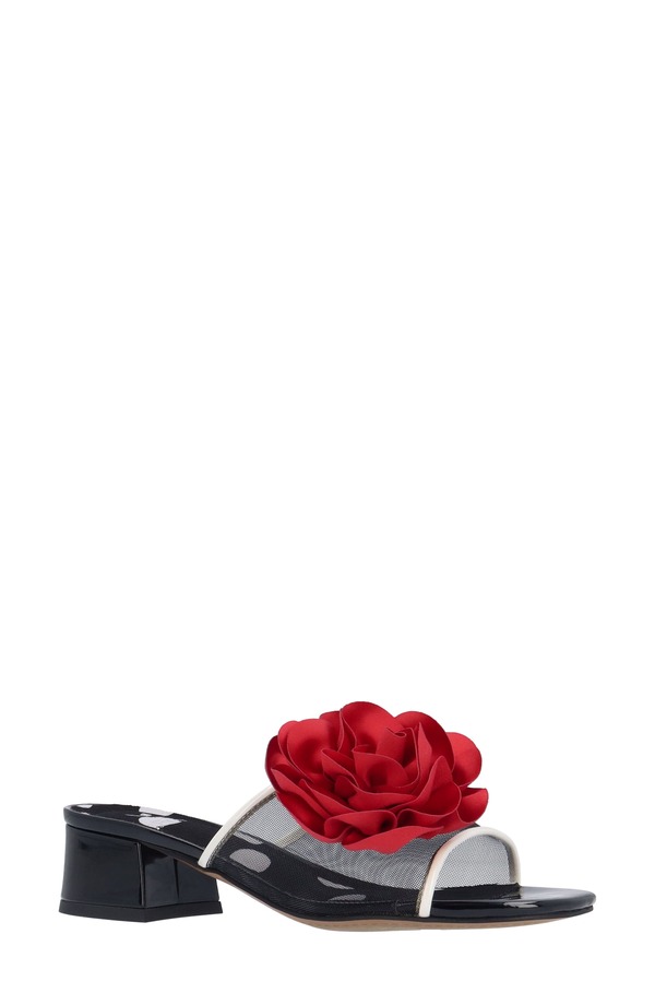 ジェイレニー レディース シューズ 踵 サンダル J. Rene Myla Block Heel Sandal Black/ White/ Red 白いこと