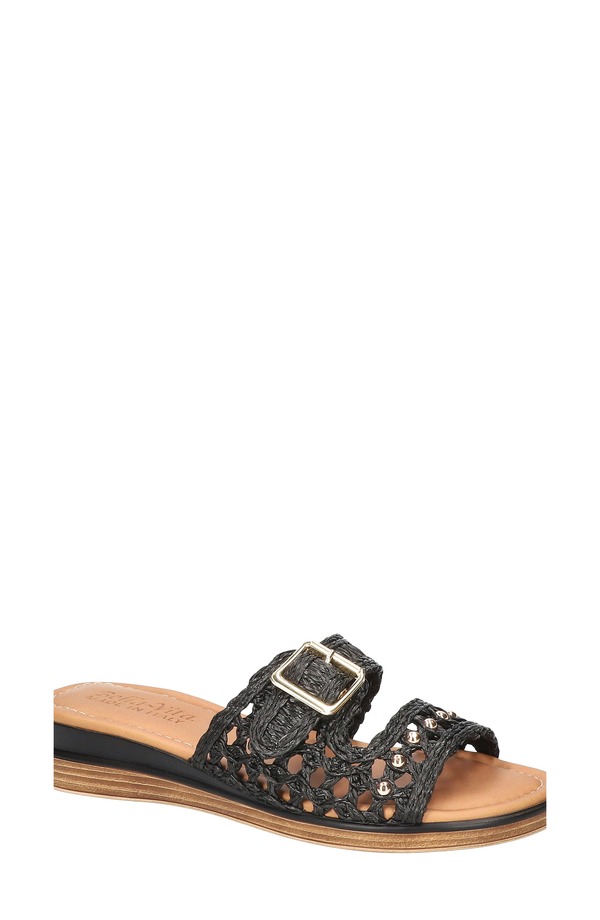 ベラヴィータ レディース シューズ 踵 サンダル Bella Vita Bar-Italy Wedge Sandal Black Raffia 黒いこと