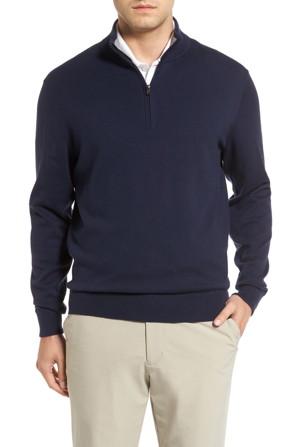 裁断師アンドうしろ側 メンズ アウター パーカー・スウェット ハーフジップ スウェーター Cutter \u0026 Buck Lakemont Half Zip Sweater Liberty Navy 米国海軍