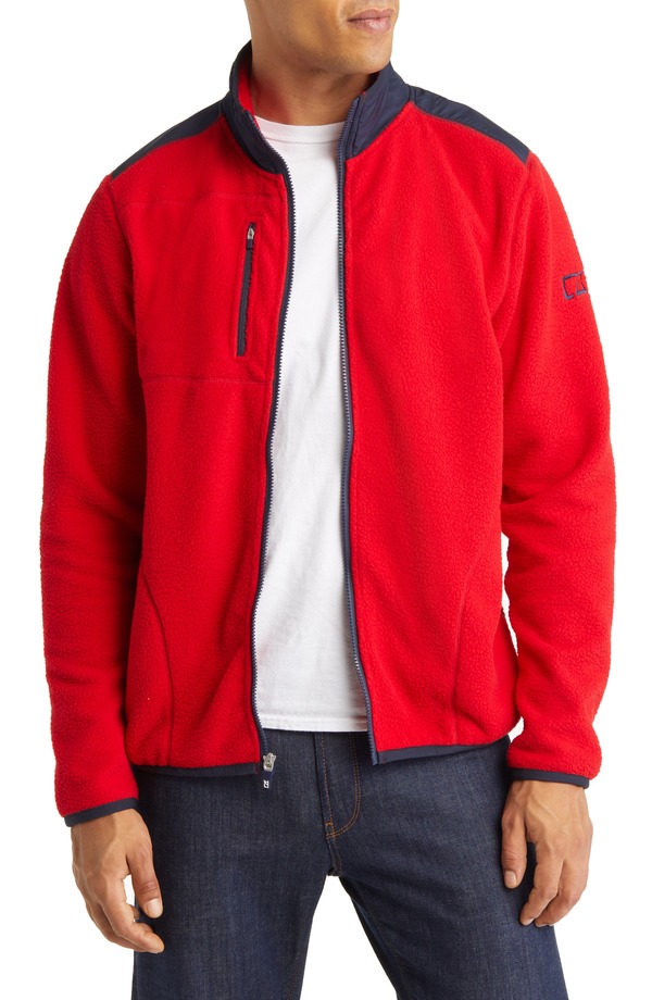 カッターアンドバック メンズ アウター ジャケット・ブルゾン フリース Cutter & Buck Cascade Fleece Jacket Red/ Navy Blue ネイビー|ReVida 店