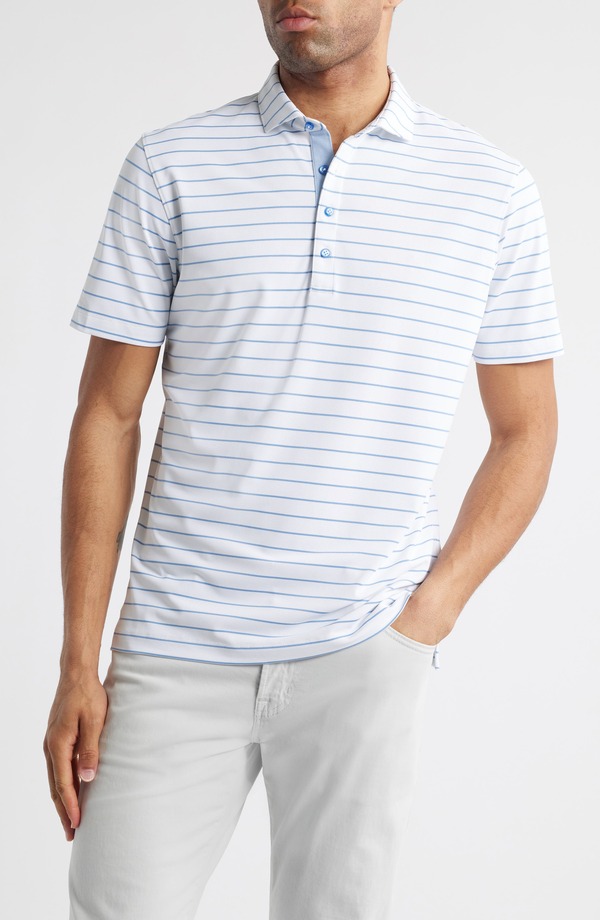 ジョニー オー メンズ トップス プルオーバー johnnie-O Kerwin Stripe PREP-FORMANCE Golf Polo White Tide 白いこと