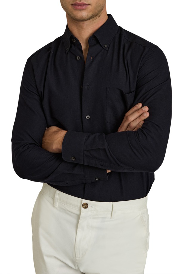 レイス メンズ トップス プルオーバー か細い填まる 落ちこむ Reiss Greenwich Slim Fit Button-Down Shirt Navy 米国海軍