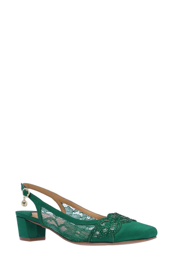 ジェイレニー レディース シューズ 踵 J. Rene Faleece Crystal Embellished Slingback Pump Emerald エメラルド