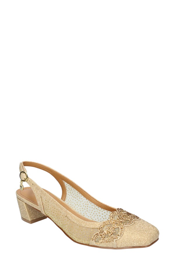 ジェイレニー レディース シューズ 踵 J. Rene Faleece Crystal Embellished Slingback Pump Gold ゴールド
