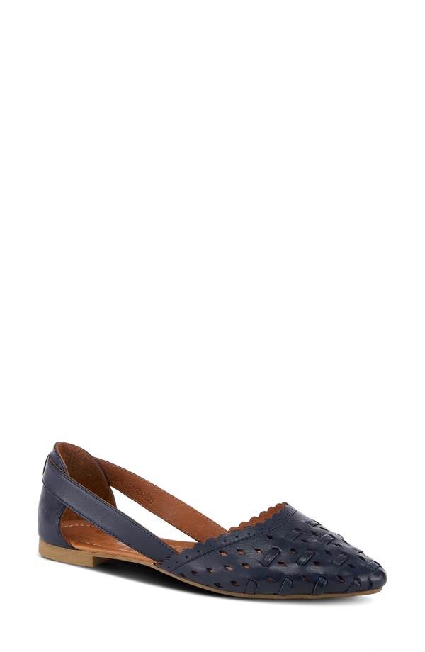 スプリングステップ レディース シューズ パンプス Spring Step Delorse Flat Navy Leather ネイビー