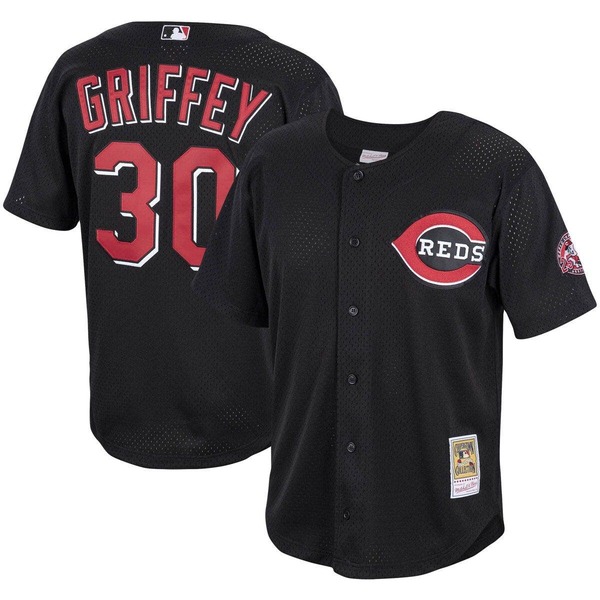 ミッチェル\u0026ネス メンズ トップス プルオーバー メッシュ プルオーバー Men\u0027s Mitchell \u0026 Ness Ken Griffey Jr. Black Cincinnati Reds Cooperstown Collection Mesh Batting Practice Button-Up Jersey Black 黒いこと
