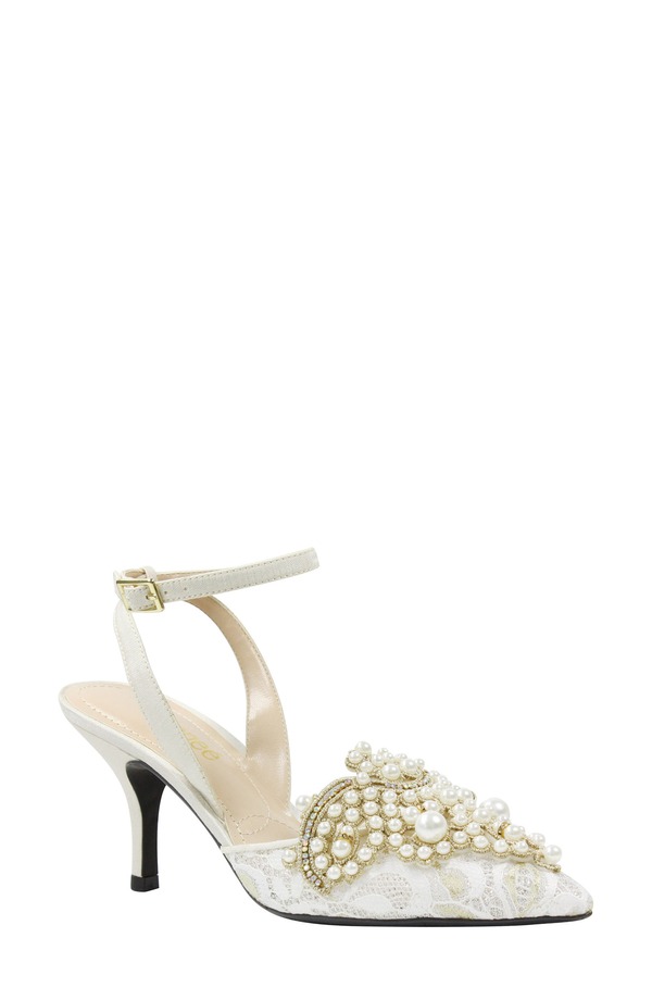 ジェイレニー レディース シューズ 踵 J. Rene Desdemona Pointed Toe Pump Ivory/ White Fabric 白いこと