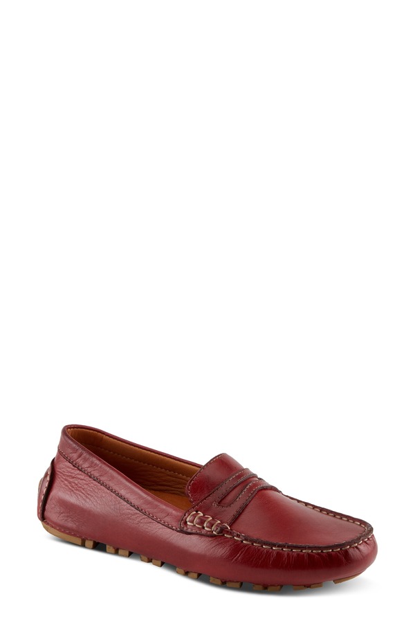 春季足付き レディース シューズ スリッポン・ローファー Spring Step Audette Penny Loafer Dark Red 赤いこと レディース靴-靴