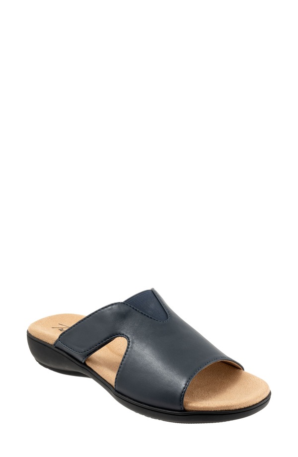 トロッターズ レディース シューズ ヒール サンダル Trotters Roxine Slide Sandal Navy ネイビー｜ReVida 店
