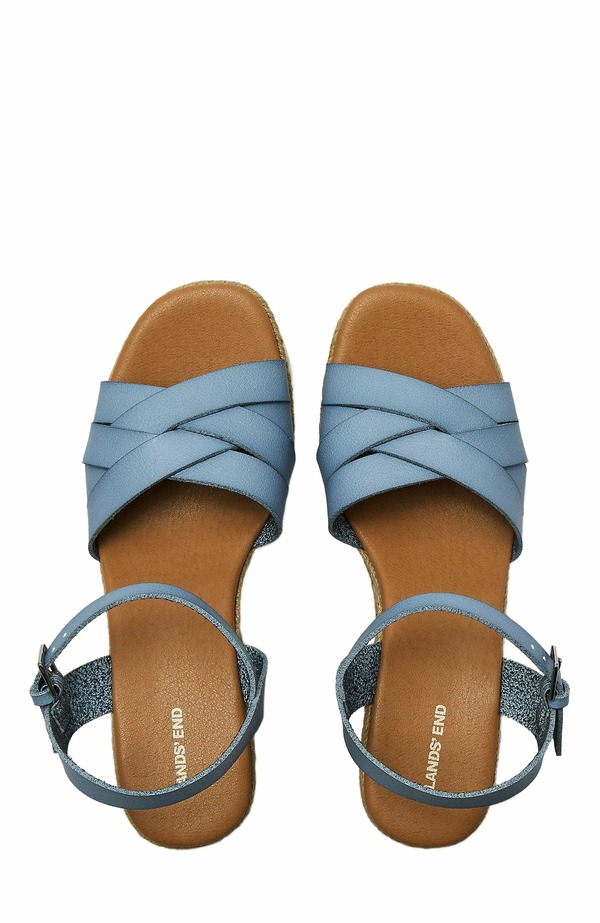 ランズエンド レディース シューズ サンダル Lands' End Espadrille Wedge Sandals Pale Blue Slate スレート