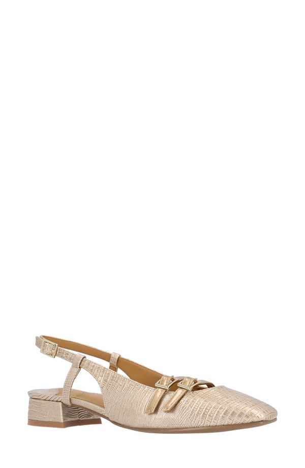 ジェイレニー レディース シューズ 踵 J. Rene Jovana Lizard Embossed Slingback Pumpearl パール