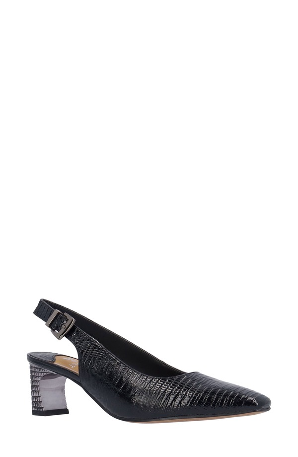 ジェイレニー レディース シューズ 踵 J. Rene Hadyn Lizard Embossed Slingback Pump Black 黒いこと