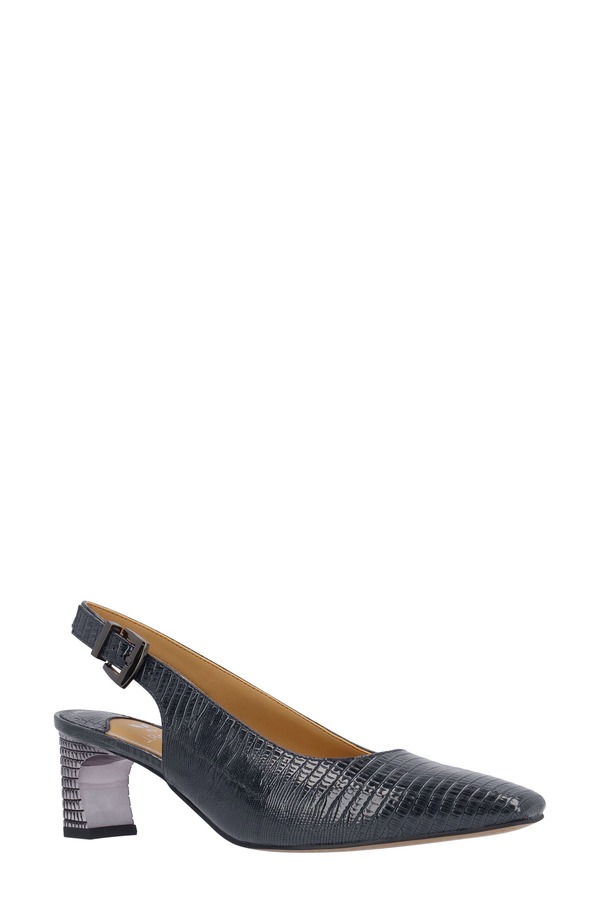 ジェイレニー レディース シューズ 踵 J. Rene Hadyn Lizard Embossed Slingback Pump Navy 米国海軍