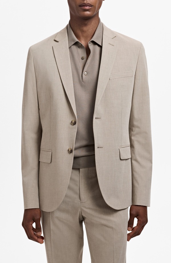 マンゴ メンズ アウター ジャケット・ブルゾン スリムフィット MANGO Slim Fit Suit Jacket Sand サンド
