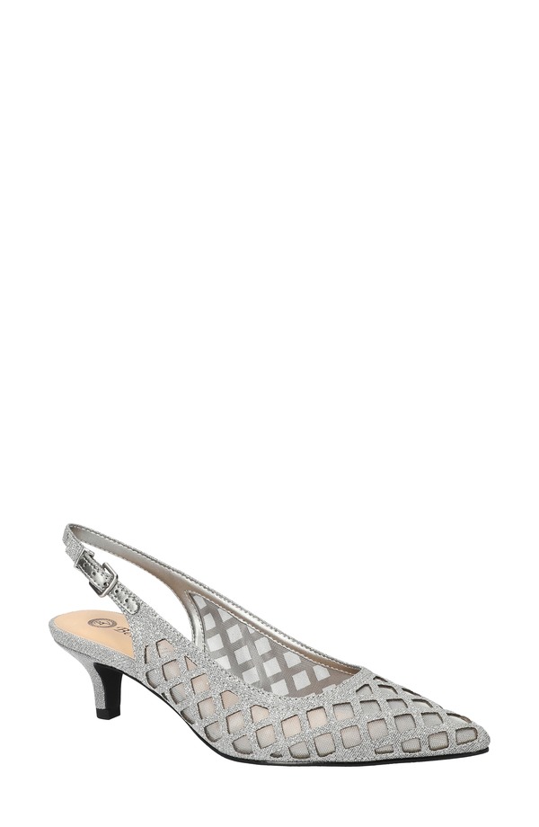 ベラヴィータ レディース シューズ 踵 Bella Vita Noel Slingback Pointed Toe Pump Silver Glitter しろがね色