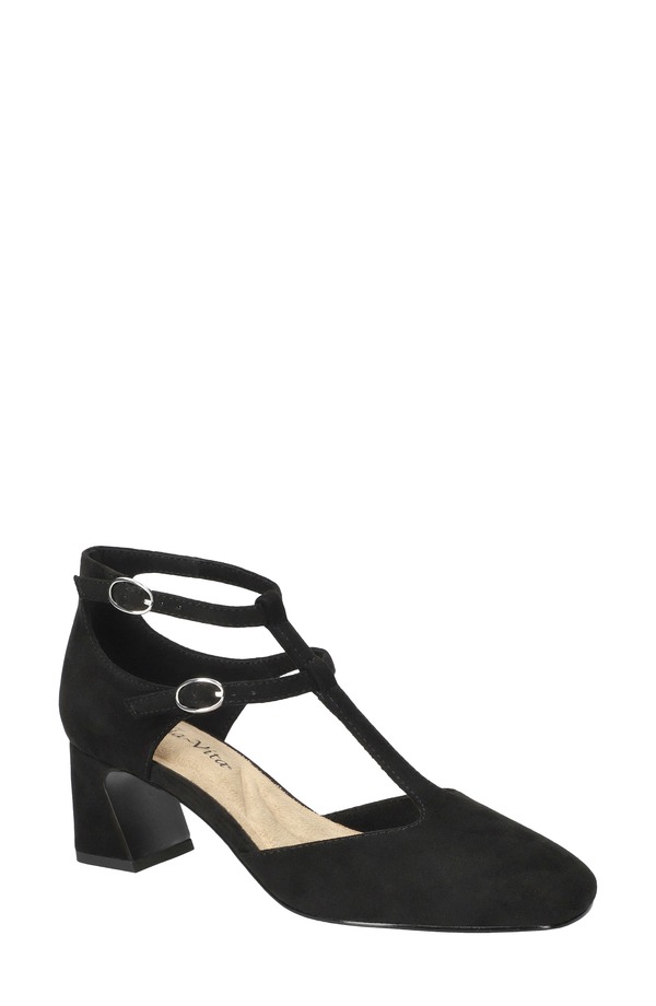 ベラヴィータ レディース シューズ 踵 アンクル Bella Vita Harpswell Ankle Strapump Black Suede 黒いこと