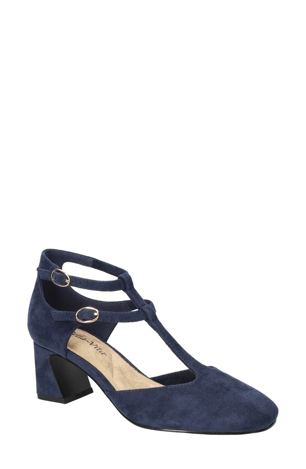 ベラヴィータ レディース シューズ 踵 アンクル Bella Vita Harpswell Ankle Strapump Navy Suede 米国海軍