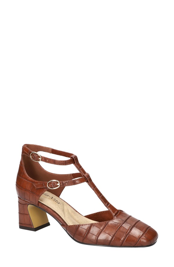 ベラヴィータ レディース シューズ 踵 アンクル Bella Vita Harpswell Ankle Strapump Tan Croco タン