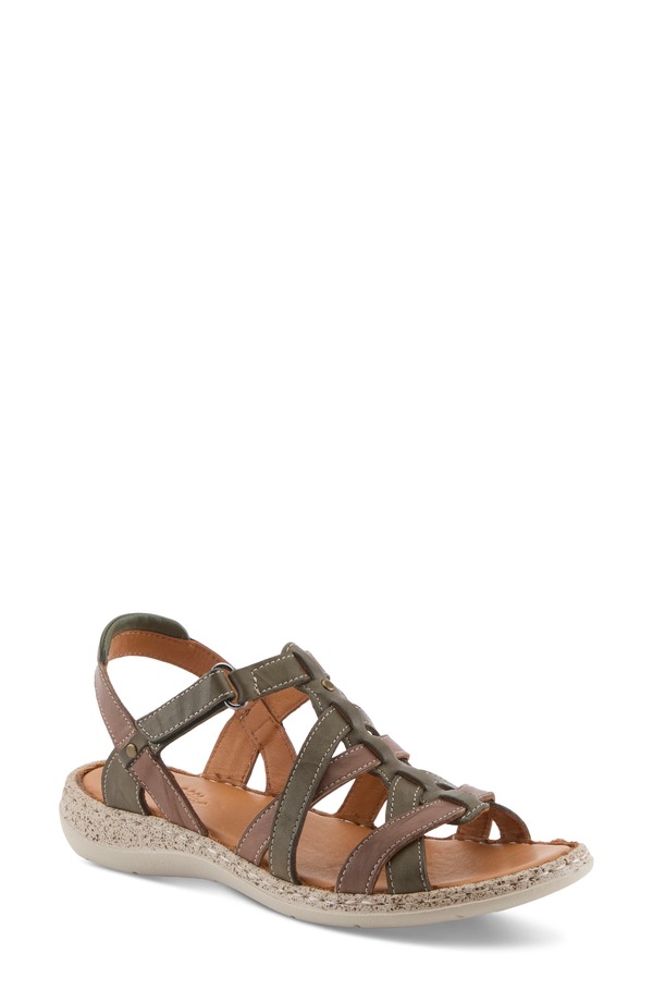 発条足取り レディース シューズ 踵 サンダル Spring Step Nyxelle Cage Sandal Olive Multi オリーブ