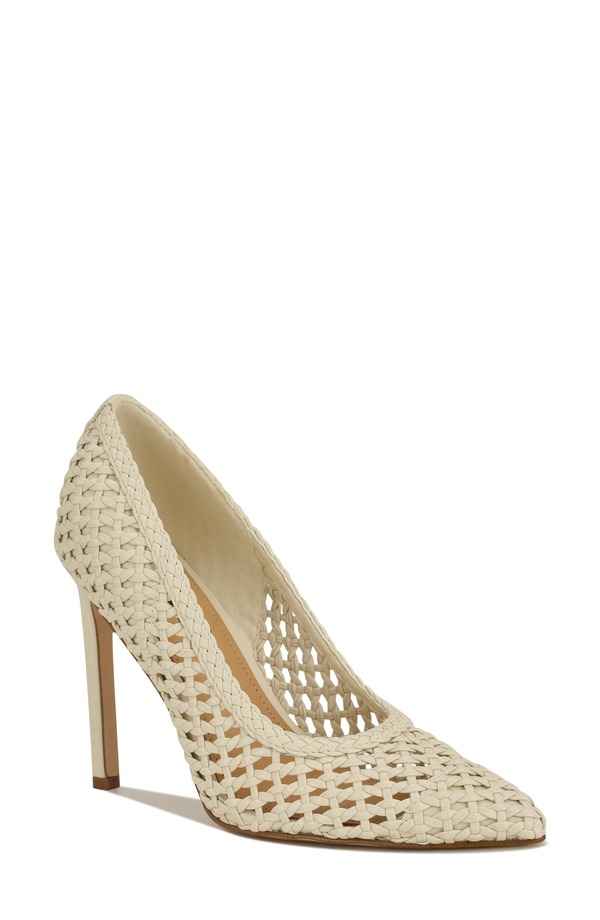 ナインウェスト レディース シューズ 踵 Nine Westatiana Pointed Toe Pump Ivory Woven 象牙色