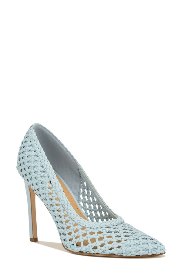 ナインウェスト レディース シューズ 踵 Nine Westatiana Pointed Toe Pump Light Blue Woven 青み