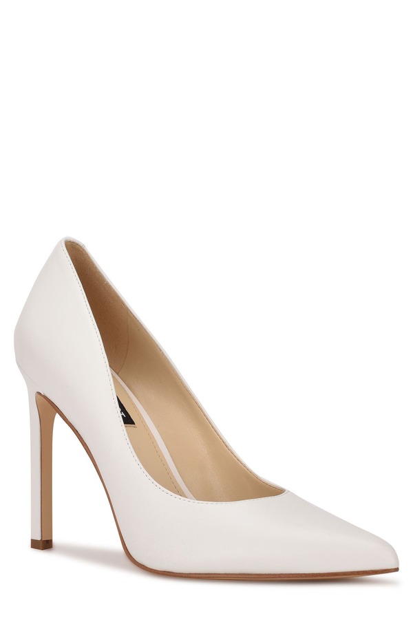 ナインウェスト レディース シューズ 踵 Nine Westatiana Pointed Toe Pump White Leather 白いこと