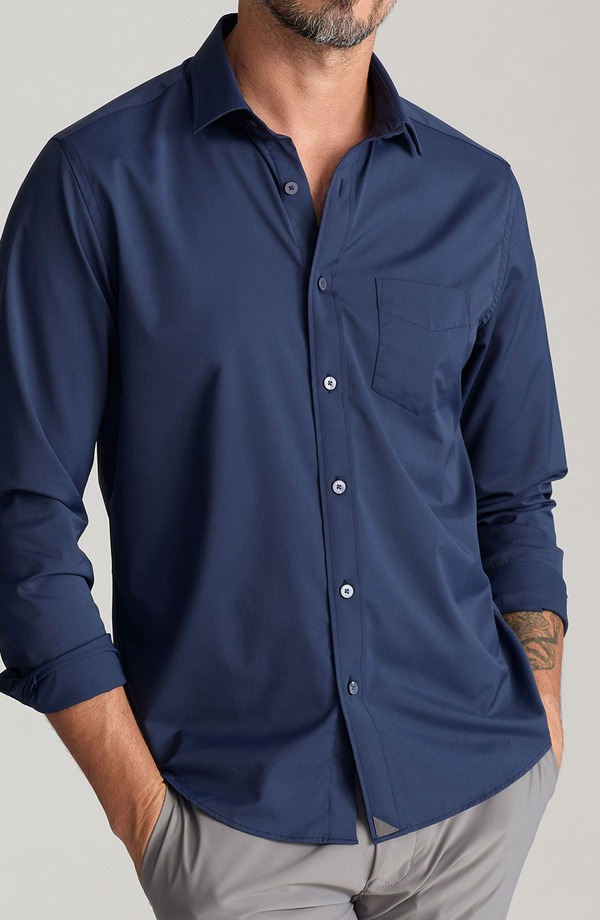 アンタックイット メンズ トップス プルオーバー UNTUCKit Gironde Performance Stretch Button-Up Shirt Navy 米国海軍