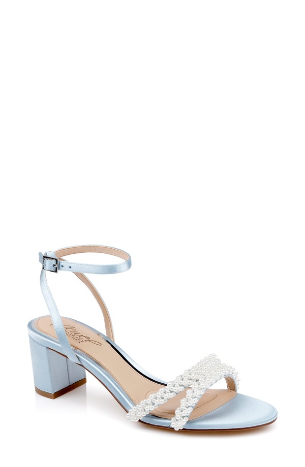 ジュウェルダグレイミシュカ レディース シューズ 踵 サンダル アンクル Jewel Badgley Mischka Ninnettembellished Ankle Strap Sandal Sky Blue 青み