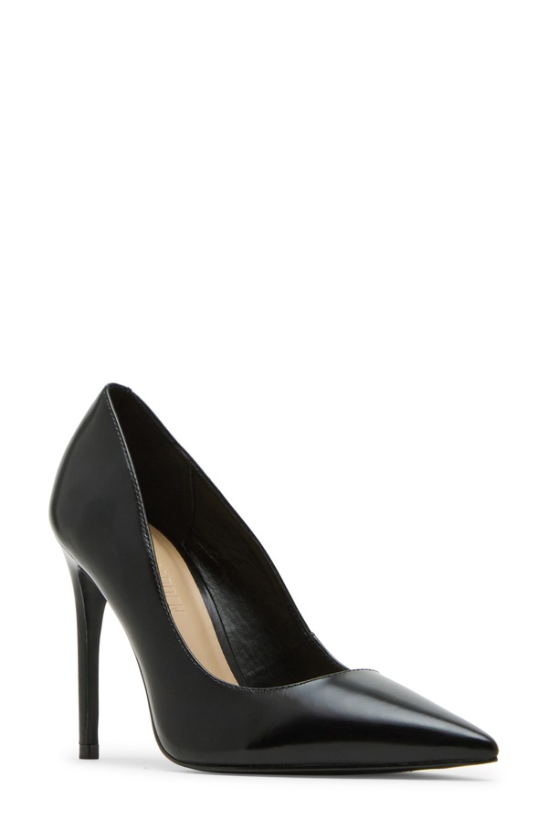 スティーブ マデン レディース シューズ 踵 Steve Maddenoir Pointed Toe Pump Black Leather 黒いこと