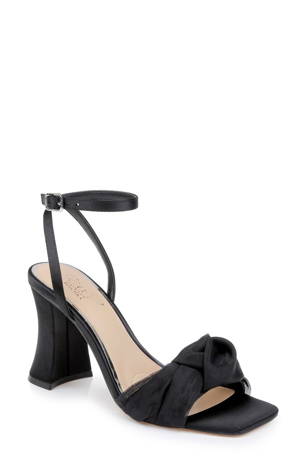 ジュウェルダグレイミシュカ レディース シューズ 踵 サンダル アンクル Jewel Badgley Mischka Fayolankle Strap Sandal Black Satin 黒いこと