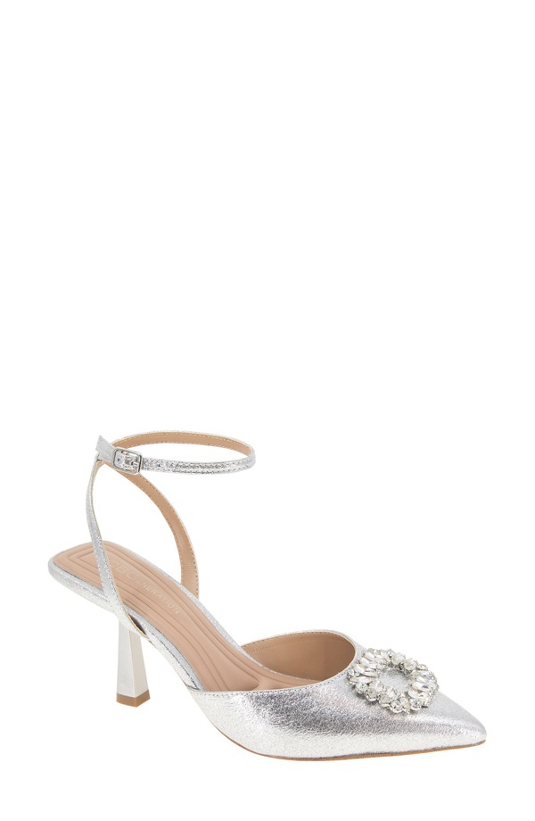 BCB 世代 レディース シューズ 踵 トール アンクル BCBGeneration Ipany Ankle Strap Metallic Pump Silver しろがね色
