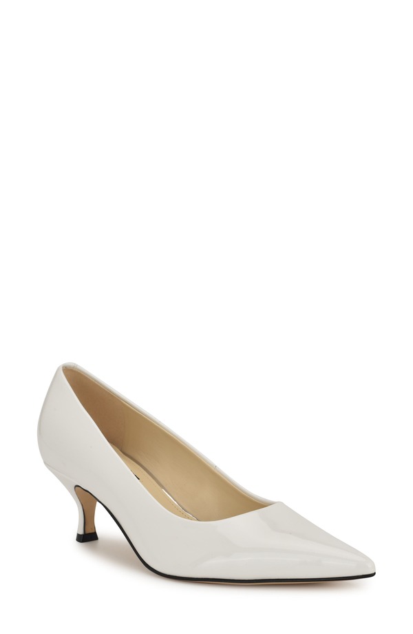 ナインウェスト レディース シューズ 踵 Nine West Sisko Pointed Toe Kitten Heel Pump White 白いこと