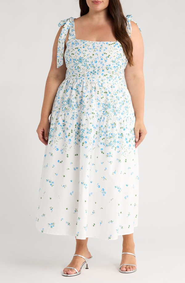 シュガーリップス レディース トップス 衣装 御花柄 綿織物 マキシ 御花 SUGARLIPS Miley Floral Thea Tie Strap Cotton Maxi Dress White/ Blue/ Green 白いこと