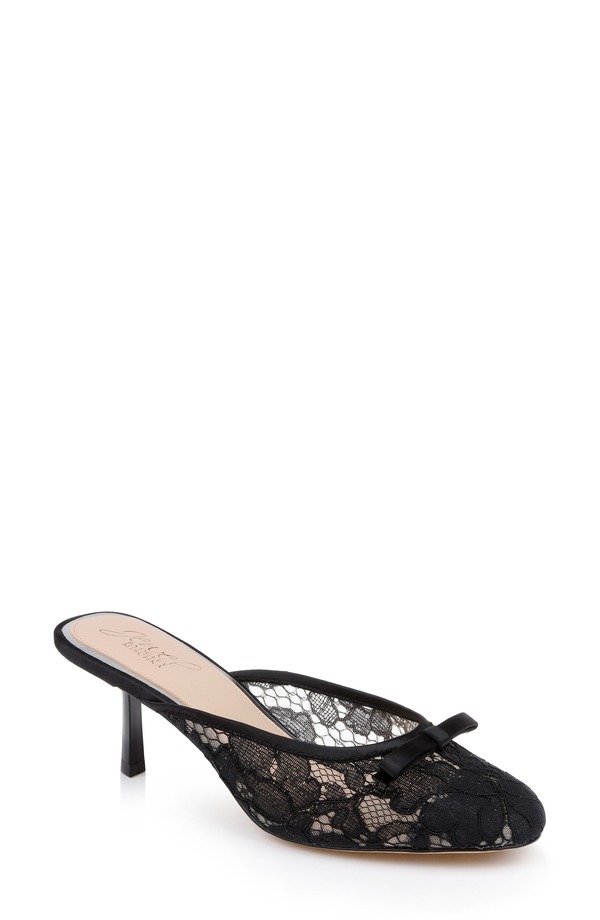 ジュウェルダグレイミシュカ レディース シューズ 踵 Jewel Badgley Mischka Elliot Mule Black Satin 黒いこと
