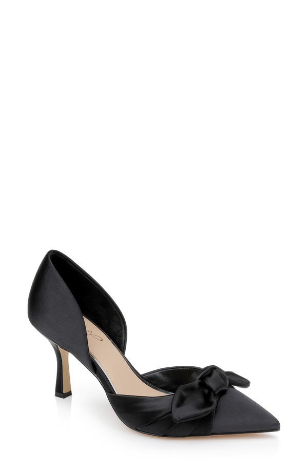 ジュウェルダグレイミシュカ レディース シューズ 踵 Jewel Badgley Mischka Emelia d\u0027Orsay Pointed Toe Pump Black Satin 黒いこと