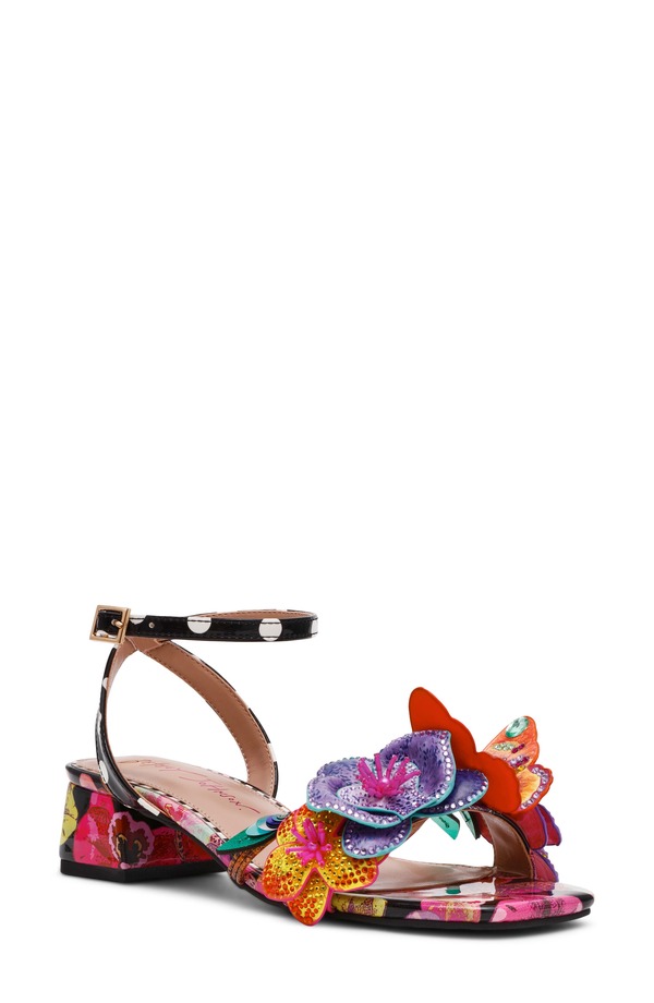 ベッツィジョンソン レディース シューズ 踵 サンダル アンクル Betsey Johnson Marandankle Strap Sandal Black Multi 黒いこと