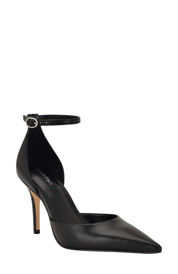 カルバンクライン レディース シューズ 踵 アンクル Calvin Klein Olettiankle Strapointed Toe Pump Black 黒いこと
