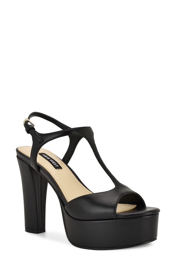 ナインウェスト レディース シューズ 踵 プラットホーム サンダル アンクル Nine West Naini Ankle Straplatform Sandal Black 黒いこと