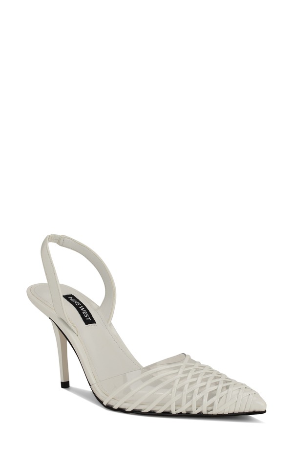 ナインウェスト レディース シューズ ヒール キャップ Nine West Pemma Slingback Pointed Cap Toe Pump White ホワイト｜ReVida 店 17,985円