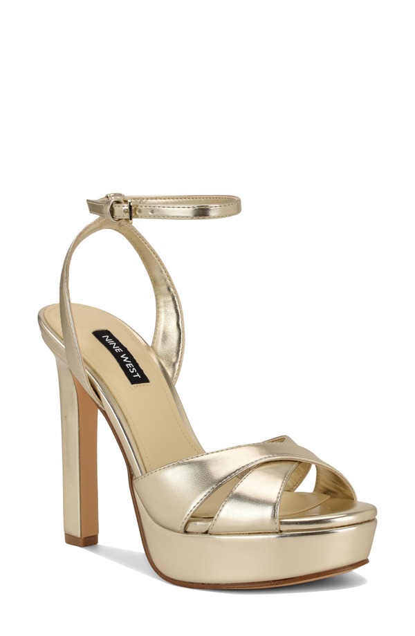 ナインウェスト レディース シューズ 踵 プラットホーム サンダル アンクル Nine West Wildankle Straplatform Sandal Gold 710 ゴールド
