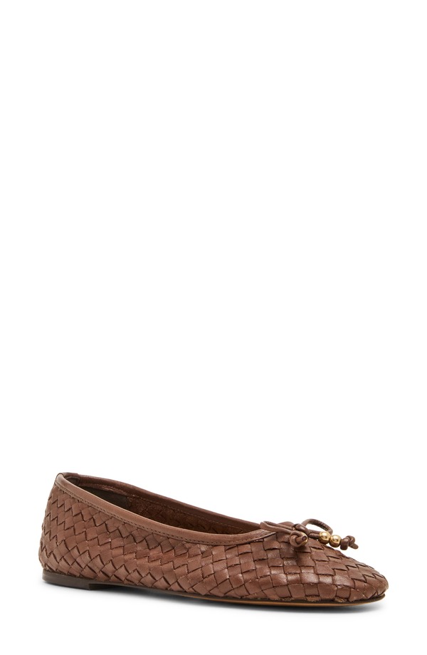 スティーブ マデン レディース シューズ パンプス Steve Madden Divy Woven Ballet Flat Cognac Leather