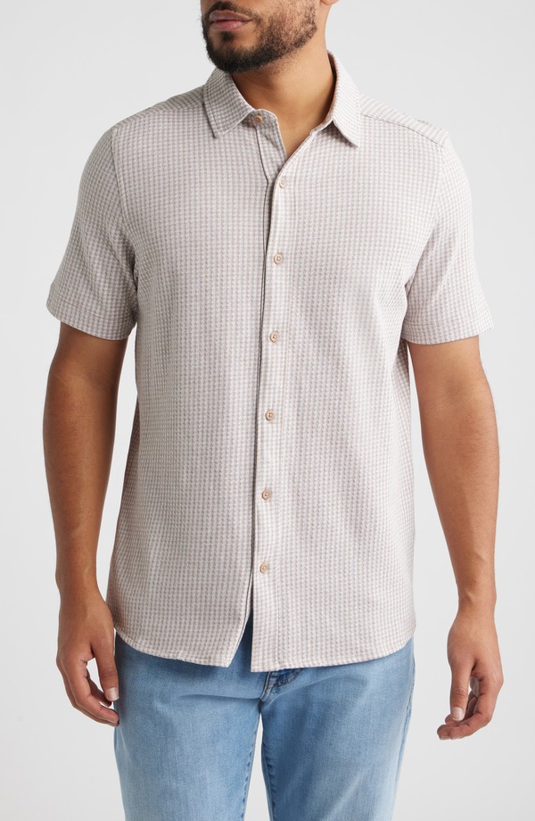 ジョンストンアンドマーフィー メンズ トップス プルオーバー ギンガム読み合わせる ギンガム Johnston \u0026 Murphy Bennett Gingham Short Sleeve Button-Up Shirtan Gingham タン