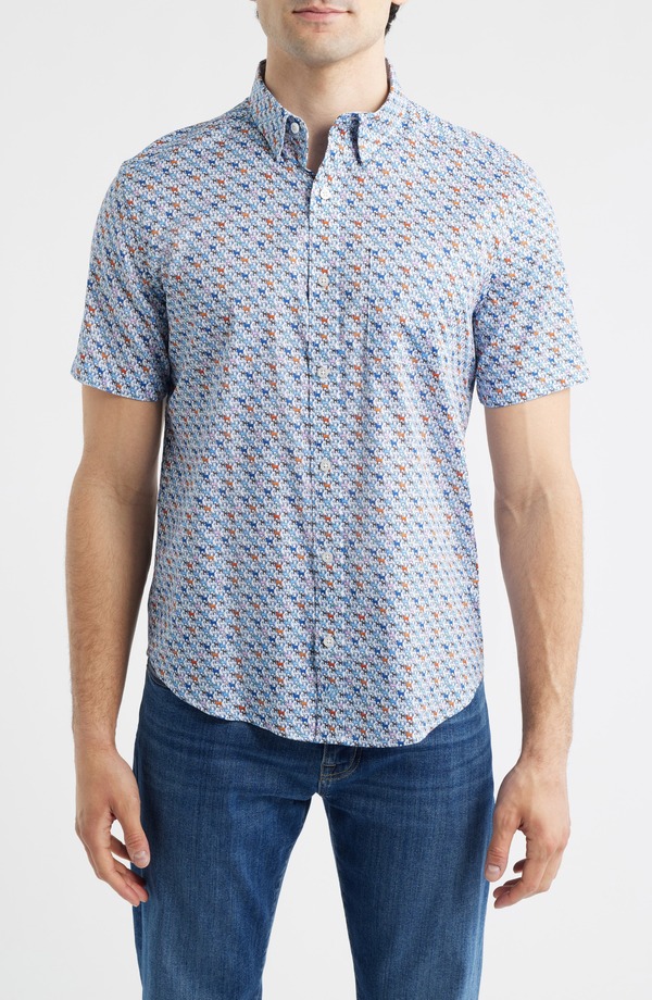 ジョンストンアンドマーフィー メンズ トップス プルオーバー 刷り上げる Johnston \u0026 Murphy Logan Print Short Sleeve Button-Up Shirt White Multi Mini Lab 白いこと