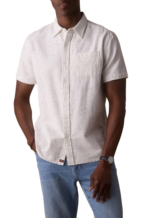 並大抵ブランド名 メンズ トップス プルオーバー The Normal Brand Freshwater Short Sleeve Button-Up Shirt White Neptune 白いこと