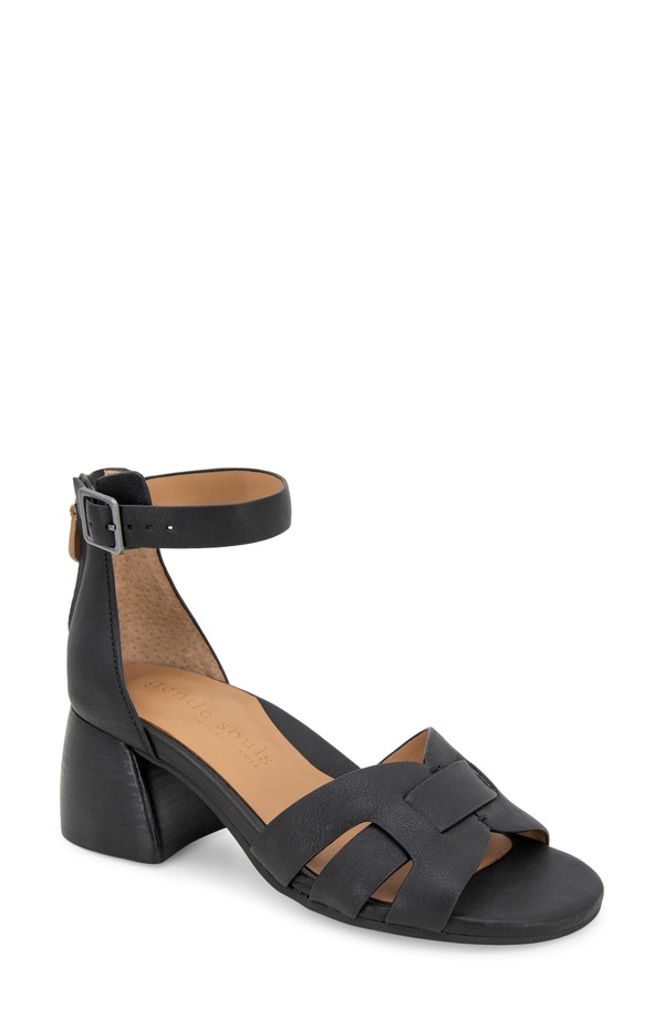 ジェントルソウルズ レディース シューズ 踵 サンダル アンクル Gentle Souls Mylankle Strap Sandal Black Leather 黒いこと