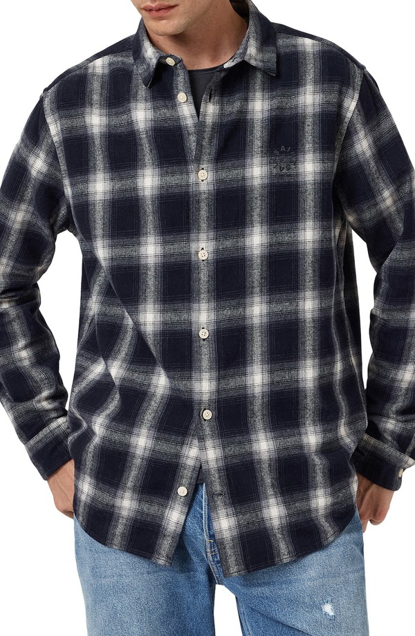 オールセインツ メンズ トップス プルオーバー AllSaints Have Check Plaid Button-Up Shirt Azzurra Blue 青色