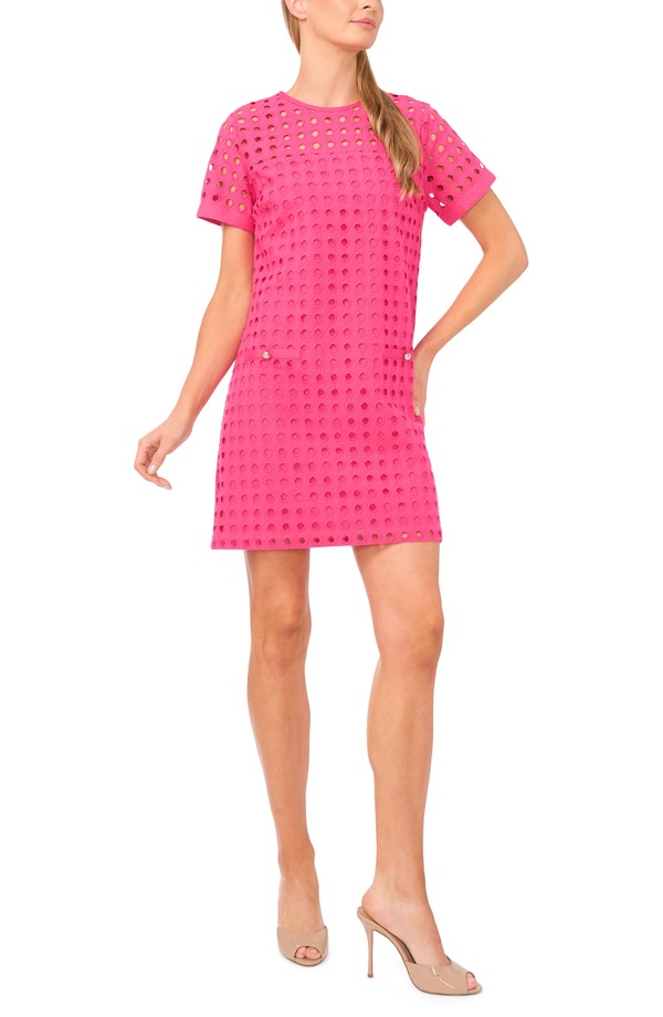 セセ レディース トップス ワンピース CeCe Circleyelet Shift Dress Pink Taffy ピンク｜ReVida 店