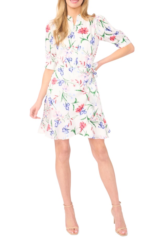 セセ レディース トップス 衣装 御花柄 刷り上げる 御花 CeCe Floral Print Wrap Dress New Ivory 象牙色
