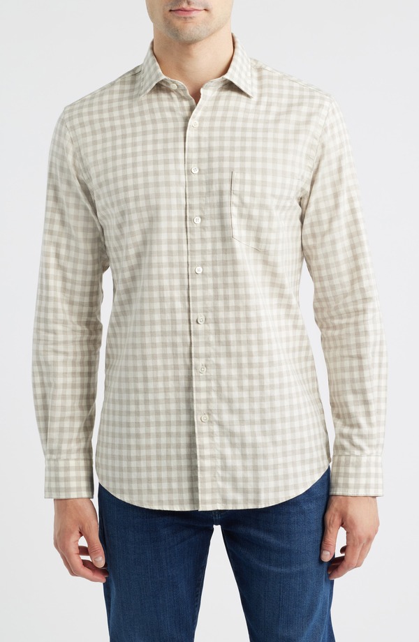 ロッドアンドグン メンズ トップス プルオーバー ギンガム照合のしるし 綿織物 ギンガム Rodd \u0026 Gunn Haydon Gingham Cotton Button-Up Shirt Straw メンズファッション-カジュアルシャツ-トップス