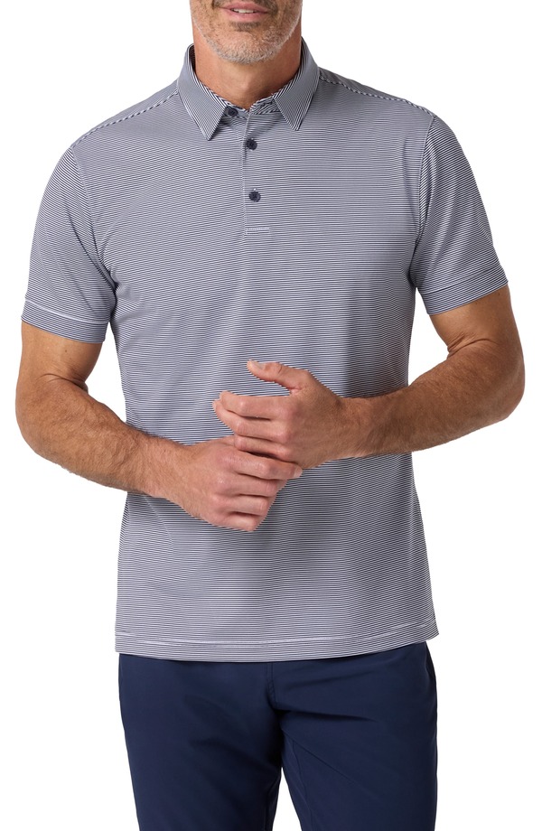 ミズンメイン メンズ トップス プルオーバー Mizzen+Main Versa Trim Fit Striperformance Golf Polo Navy White Stripe 白いこと